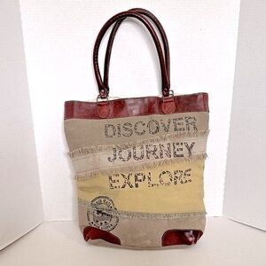Mona B Discover Journey Expolor Canvas Bag Multicolor